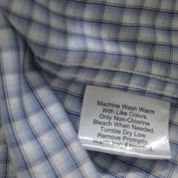 Kenneth Cole Awearness Non-iron Slim Fit 18 1/2 34/35 Blue Checkered - Picture 5 of 6